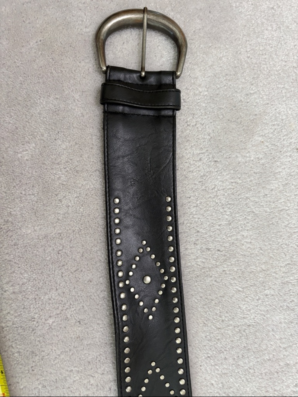 Womens Black Studded l Belt - Classic Silver Buckle
